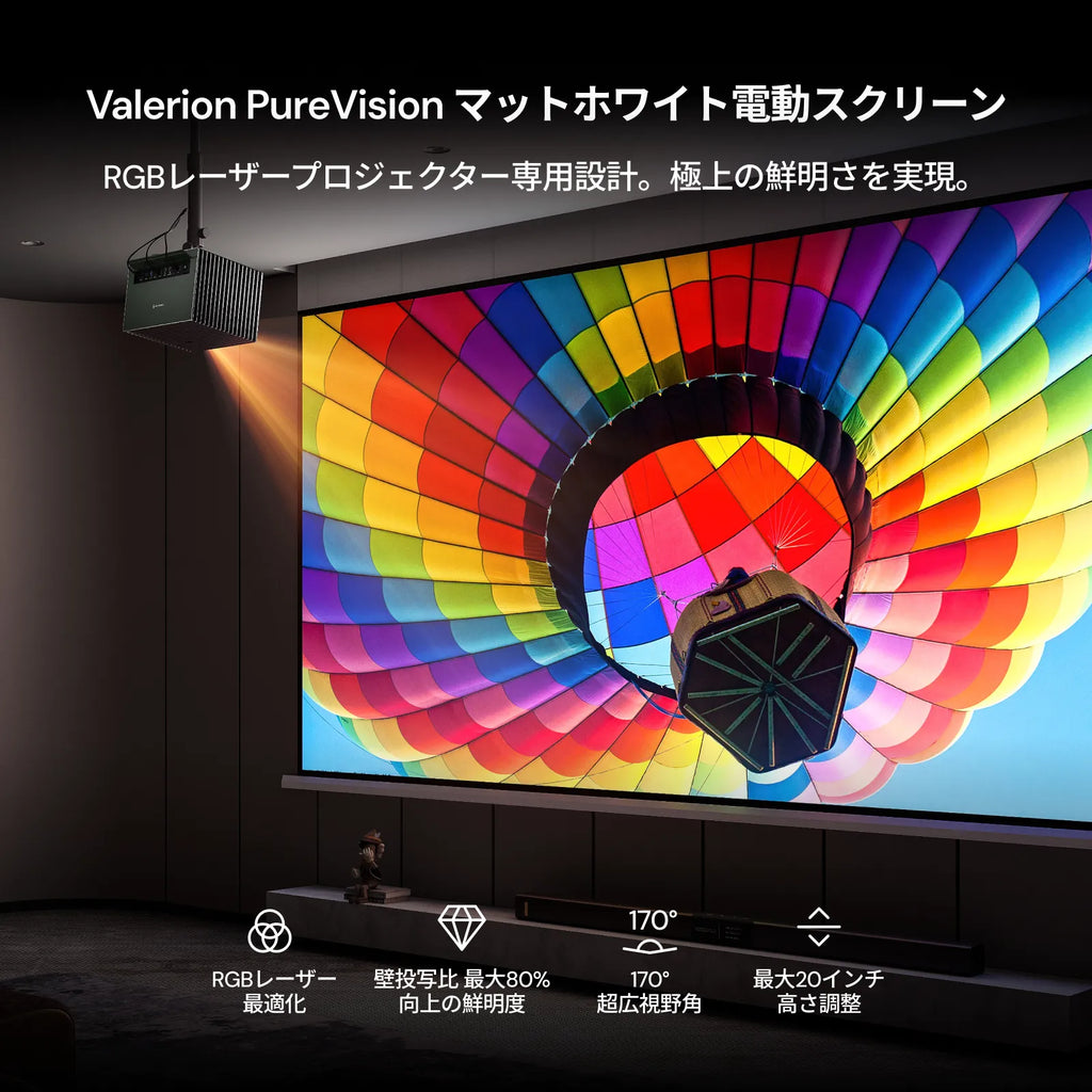 AWOL Valerion PureVision 電動マットホワイトスクリーン