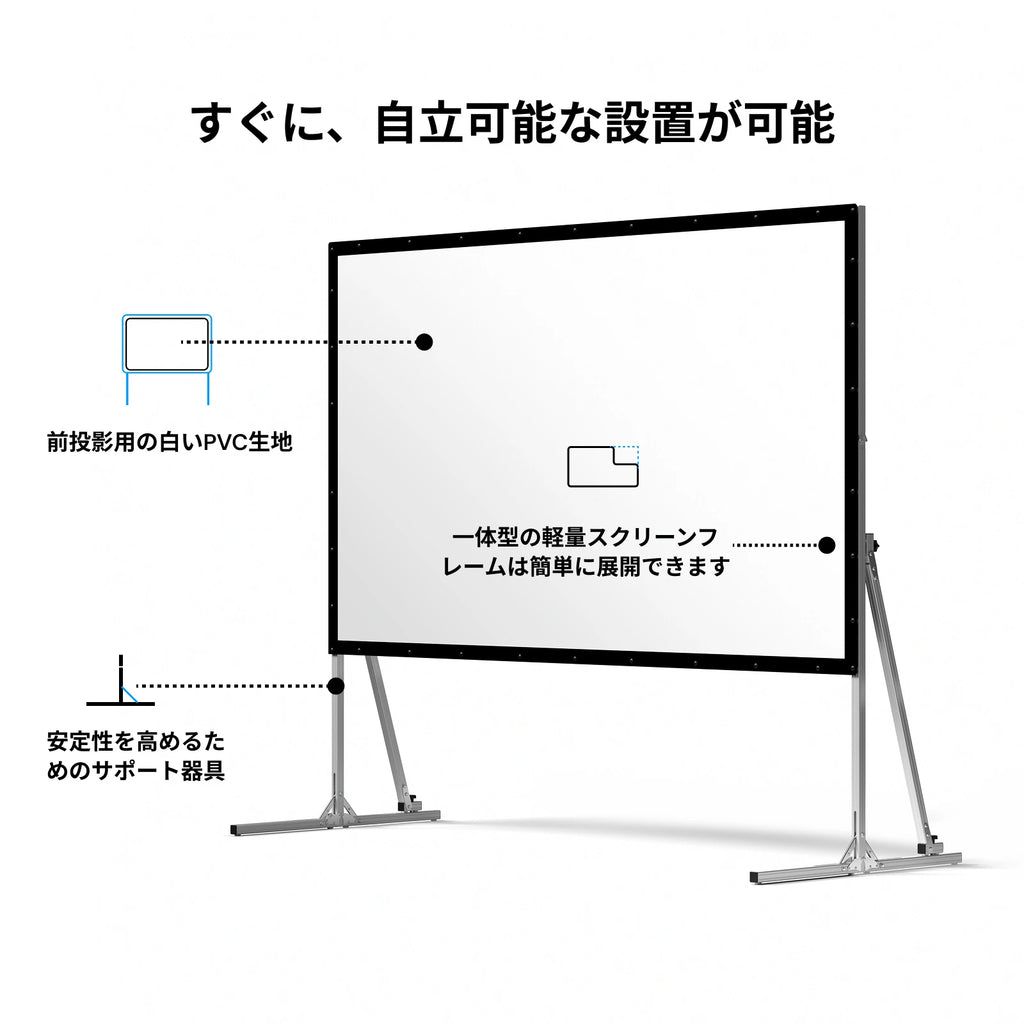 AWOL Valerion アウトドア キャンプ用 ポータブル 折りたたみ式 マットホワイトスクリーン