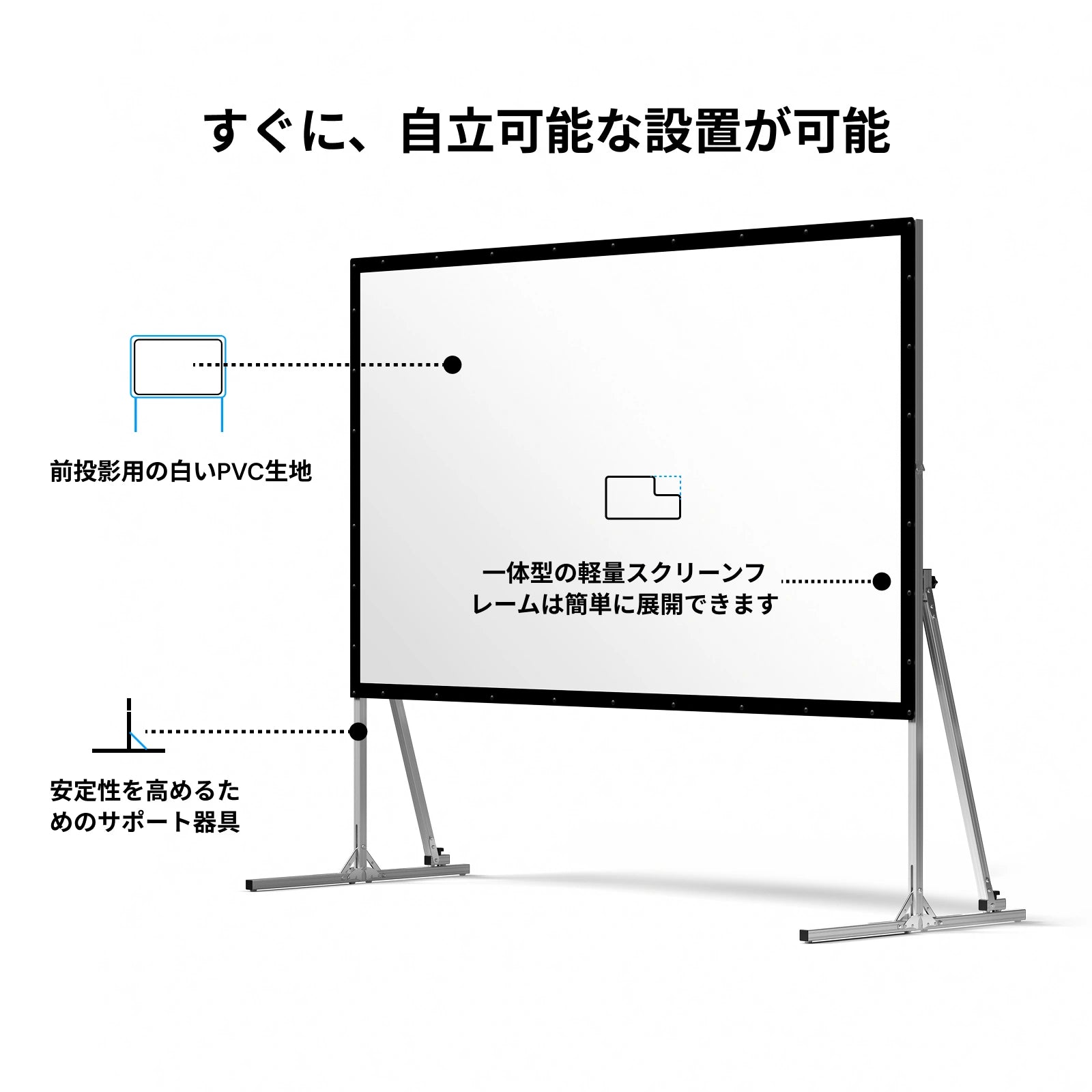 AWOL Valerion アウトドア キャンプ用 ポータブル 折りたたみ式 マットホワイトスクリーン