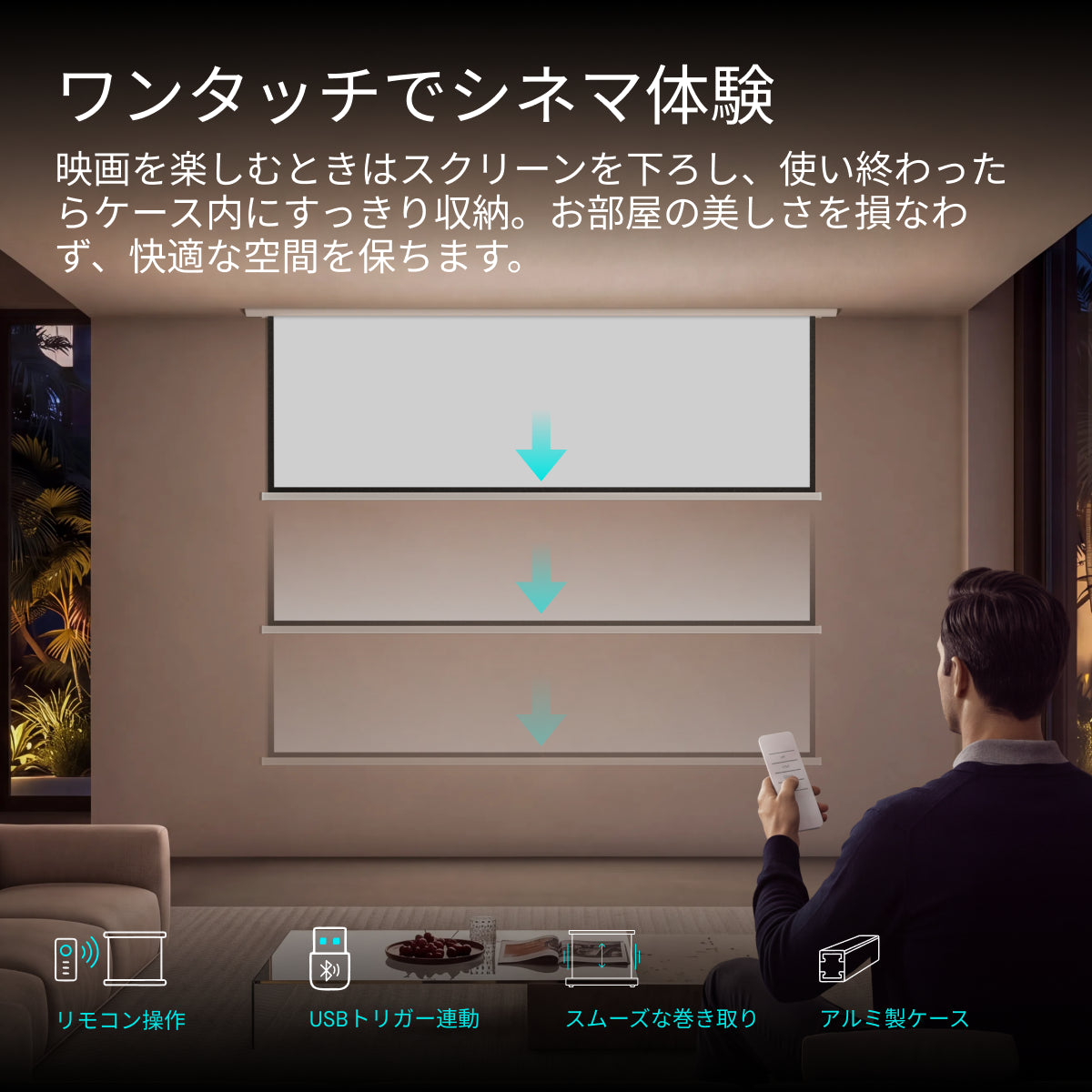 AWOL Valerion CineContrast 電動昇降式グラスファイバー製グレースクリーン