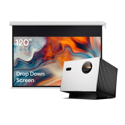 Valerion StreamMaster Plus2 + 電動ドロップダウン マットホワイトスクリーン